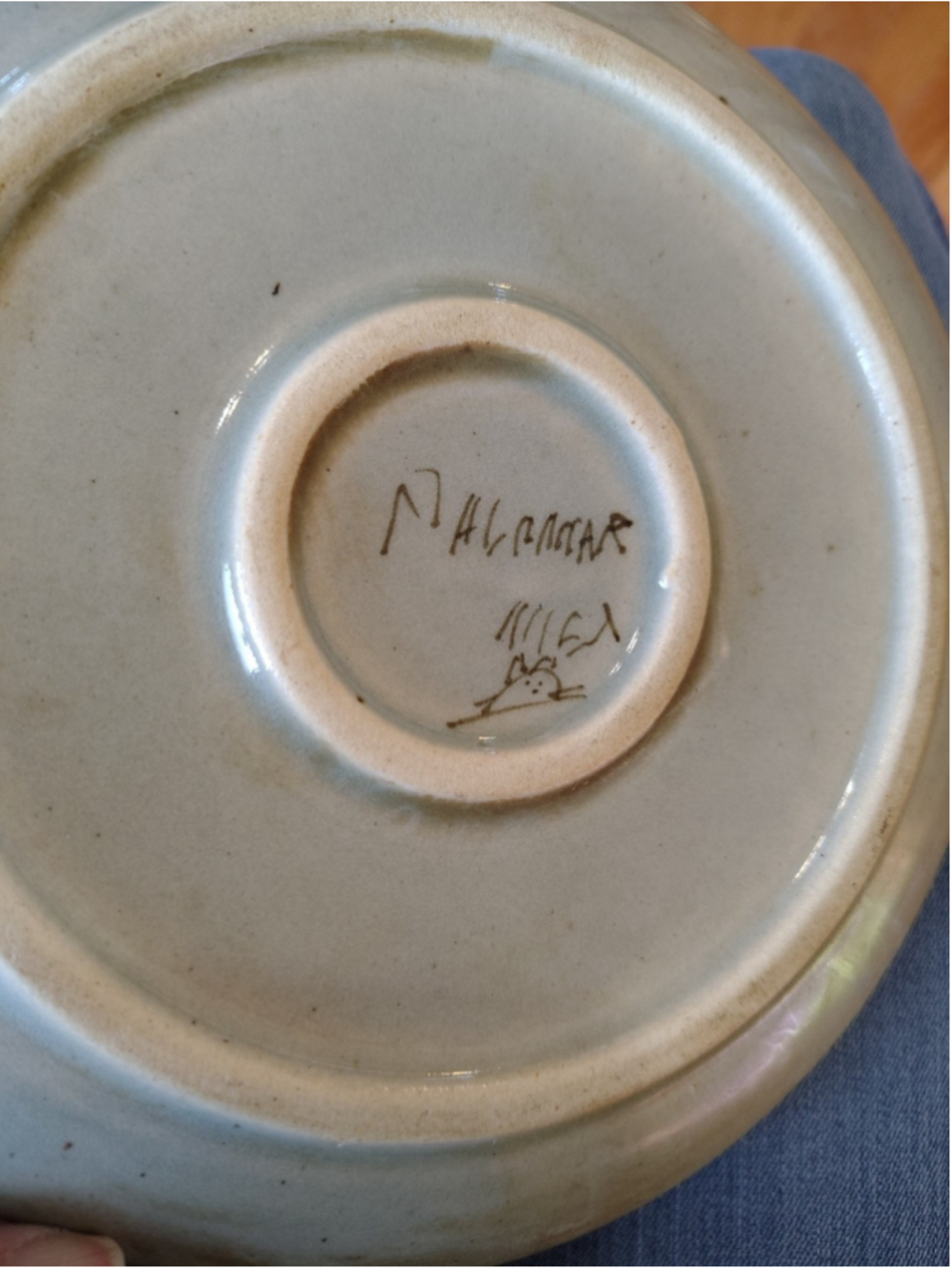 KEN EDWARDS Mexican TONALA POTTERY Stoneware 7-3/4" Dessert Plate Signed Palomar - Picture 3 of 3